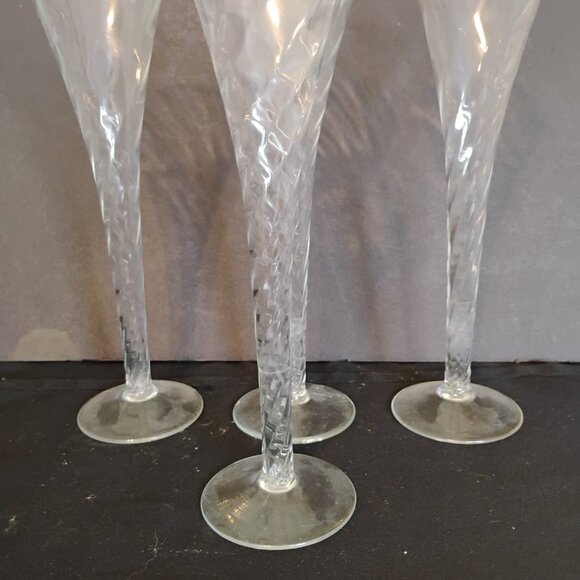 Romanian Vintage Swirl Champagne Flutes, set of 4 - Picture 2 of 5